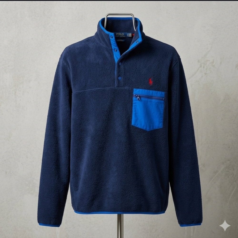 Polo by Ralph Lauren Navy Pullover with Cobalt Pocket
